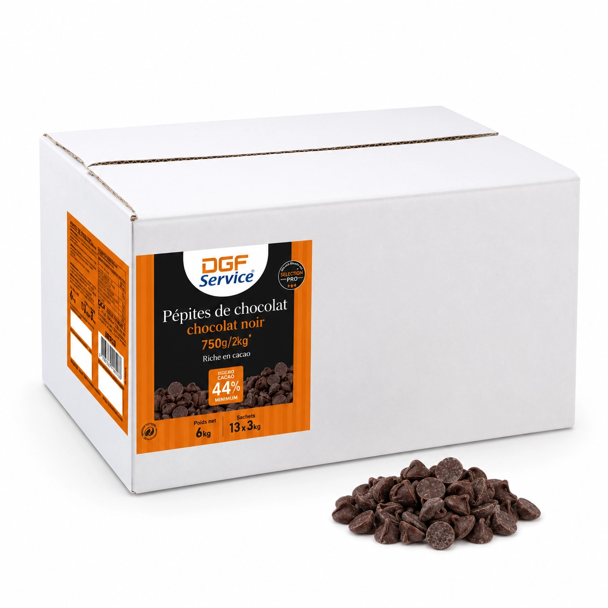 DGF Dark Chocolate Drops/Chips 44%
